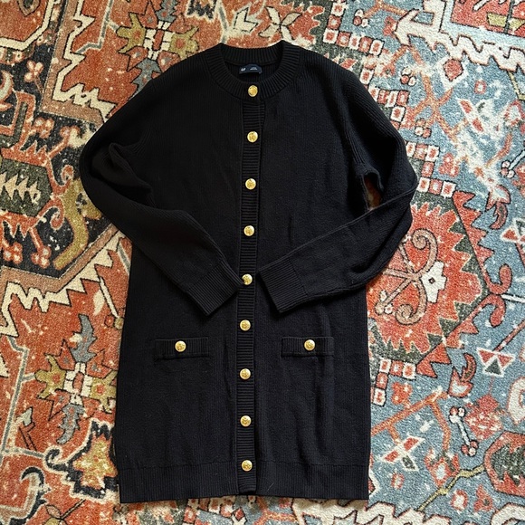 GAP Black Mini Sweater Dress with Gold Buttons - Picture 5 of 8